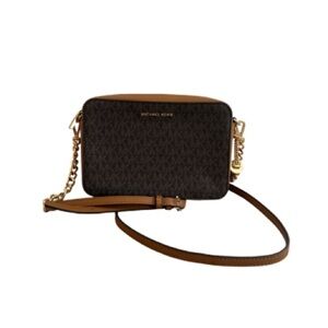 NWT - Michael Kors Jet Set Medium Camera Bag Brown MK Monogram Crossbody